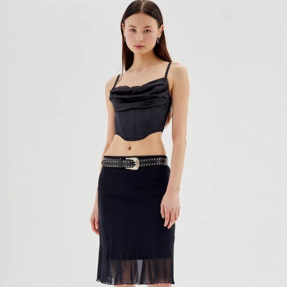 Urban Outfitters 'Lexi' Satin Cowl Corset Top in Black - Picture 1 of 6
